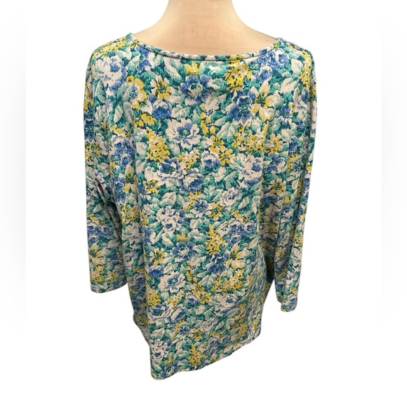 Caribbean Joe Multicolored Floral V-Neck Short Sleeve Pullover Top Women's Sz 2X - Picture 6 of 12